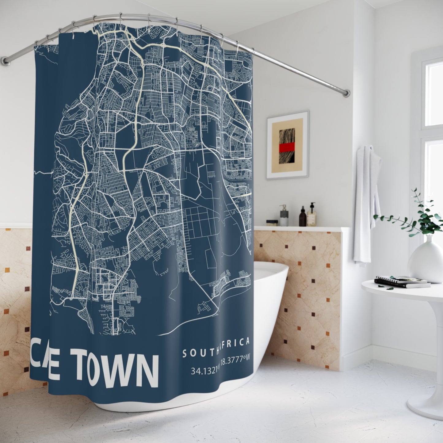 Cape Town South Africa City Map Print Shower Curtain