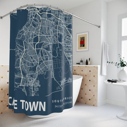 Cape Town South Africa City Map Print Shower Curtain