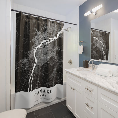 Bamako Mali City Map Print Shower Curtain