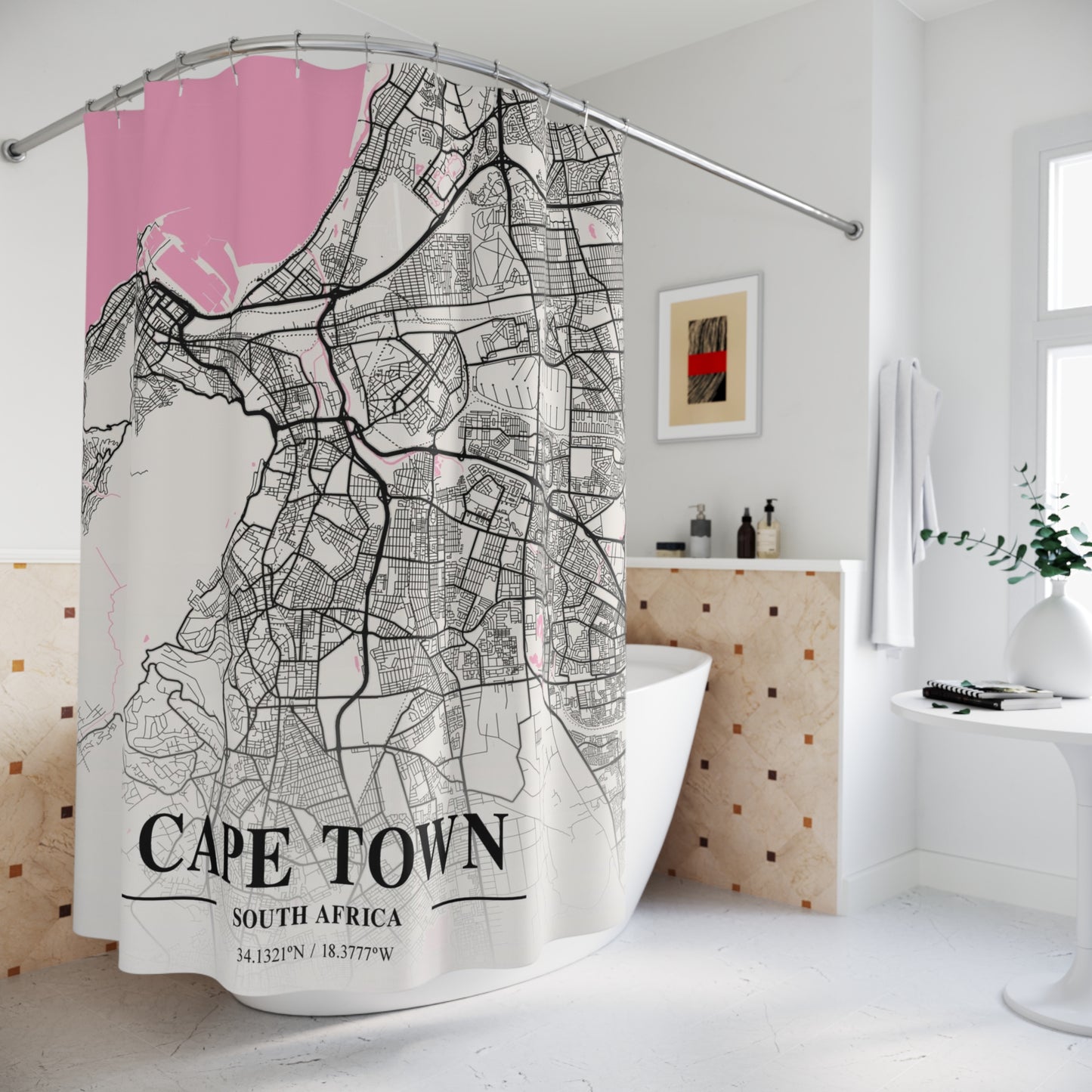 Cape Town South Africa City Map Print Shower Curtain