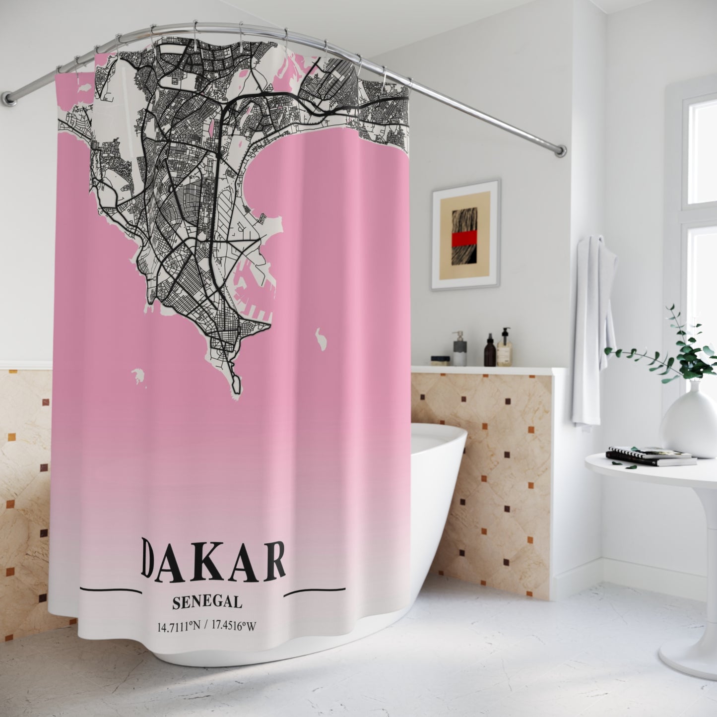 Dakar Senegal City Map Print Shower Curtain