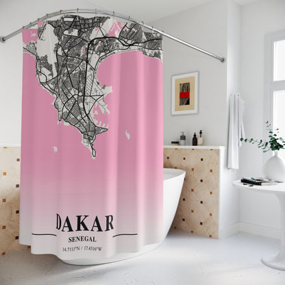 Dakar Senegal City Map Print Shower Curtain