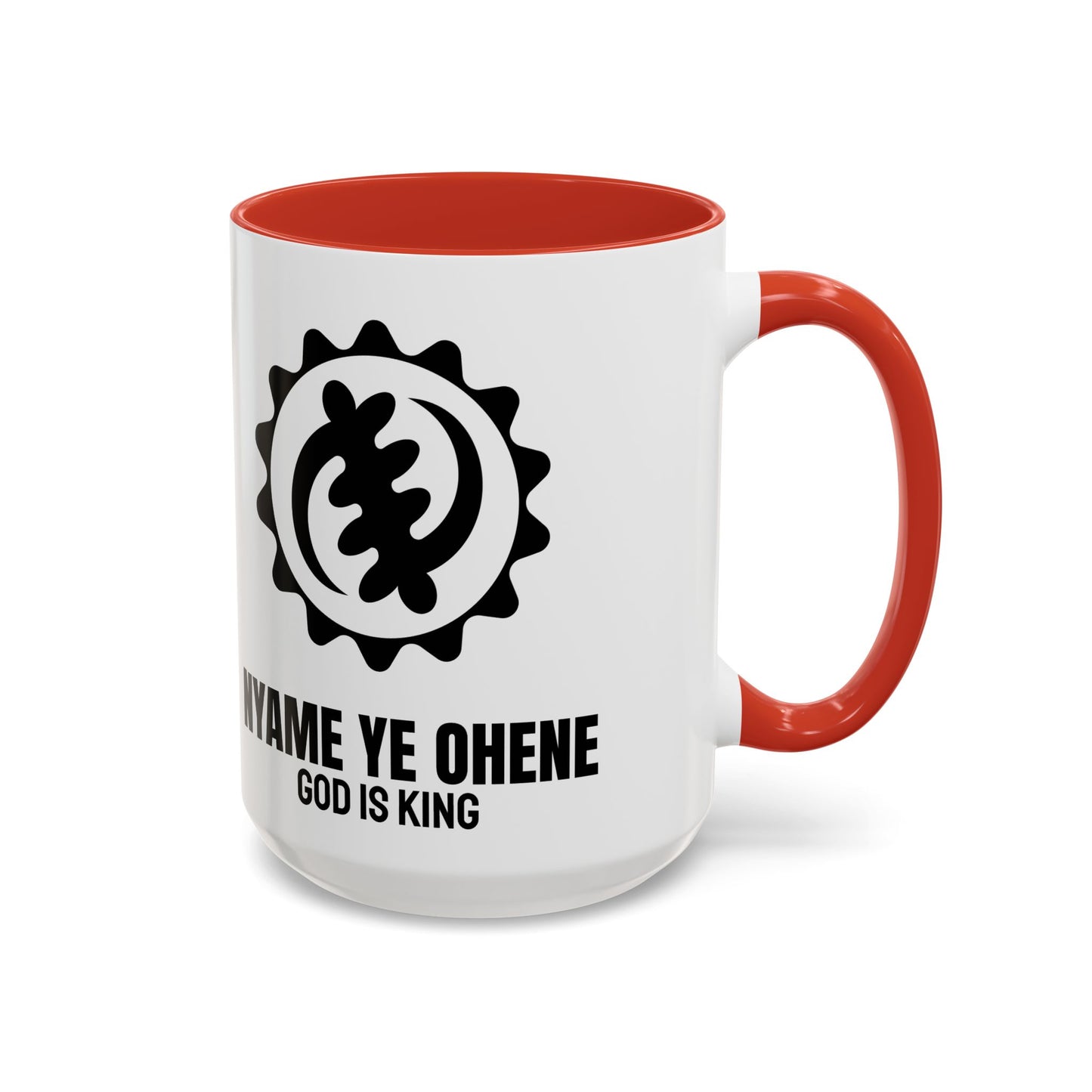 Adinkra Symbol Coffee Mug NYAME YE OHENE - African Faith & Royalty