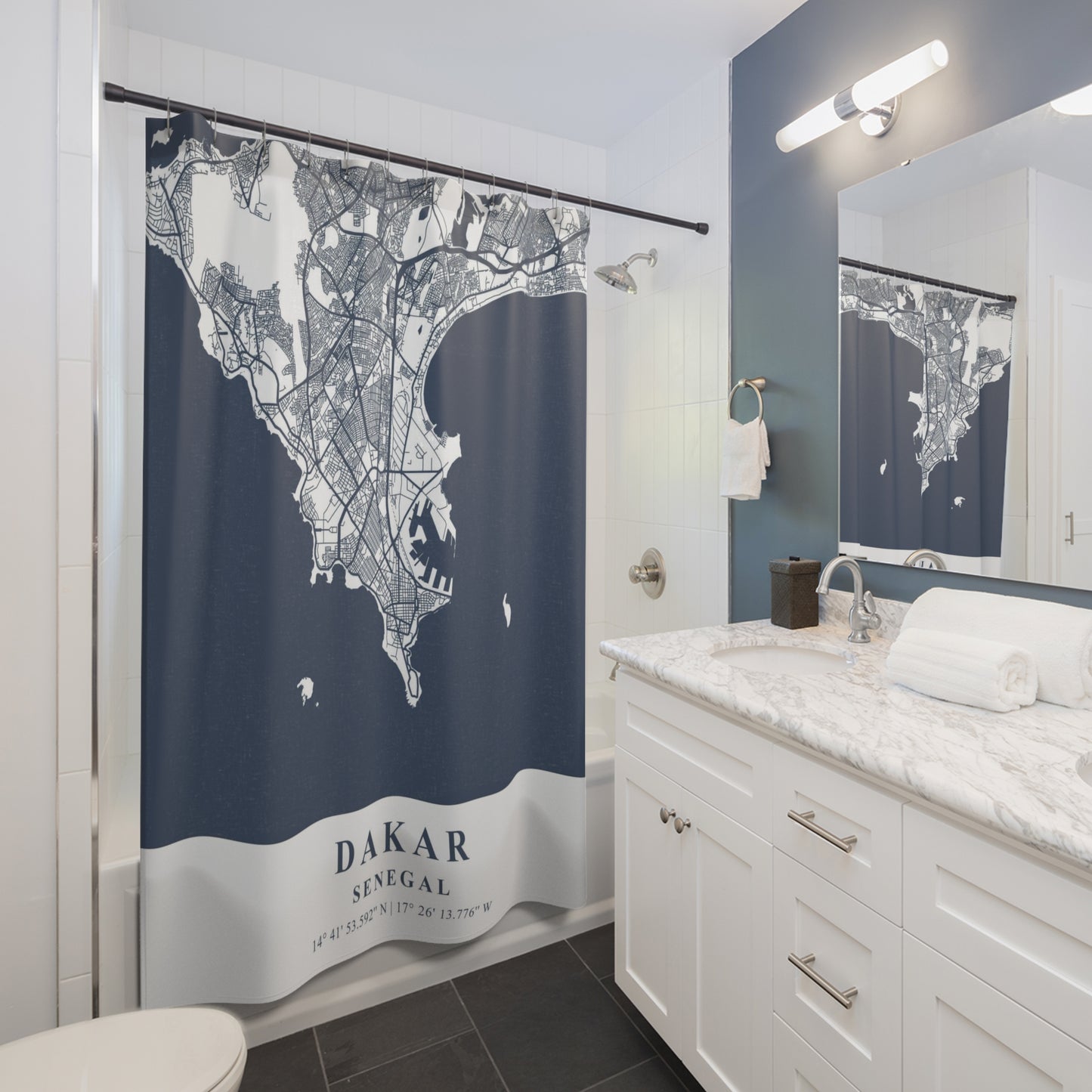 Dakar Senegal City Map Print Shower Curtain