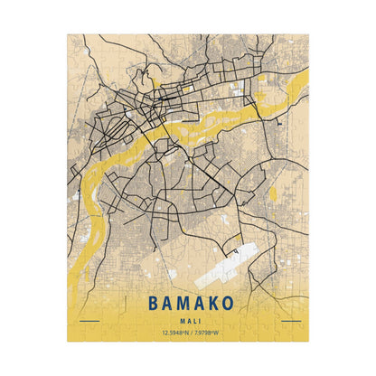Bamako Mali City Map Puzzle | Minimalist Aerial Topography Jigsaw