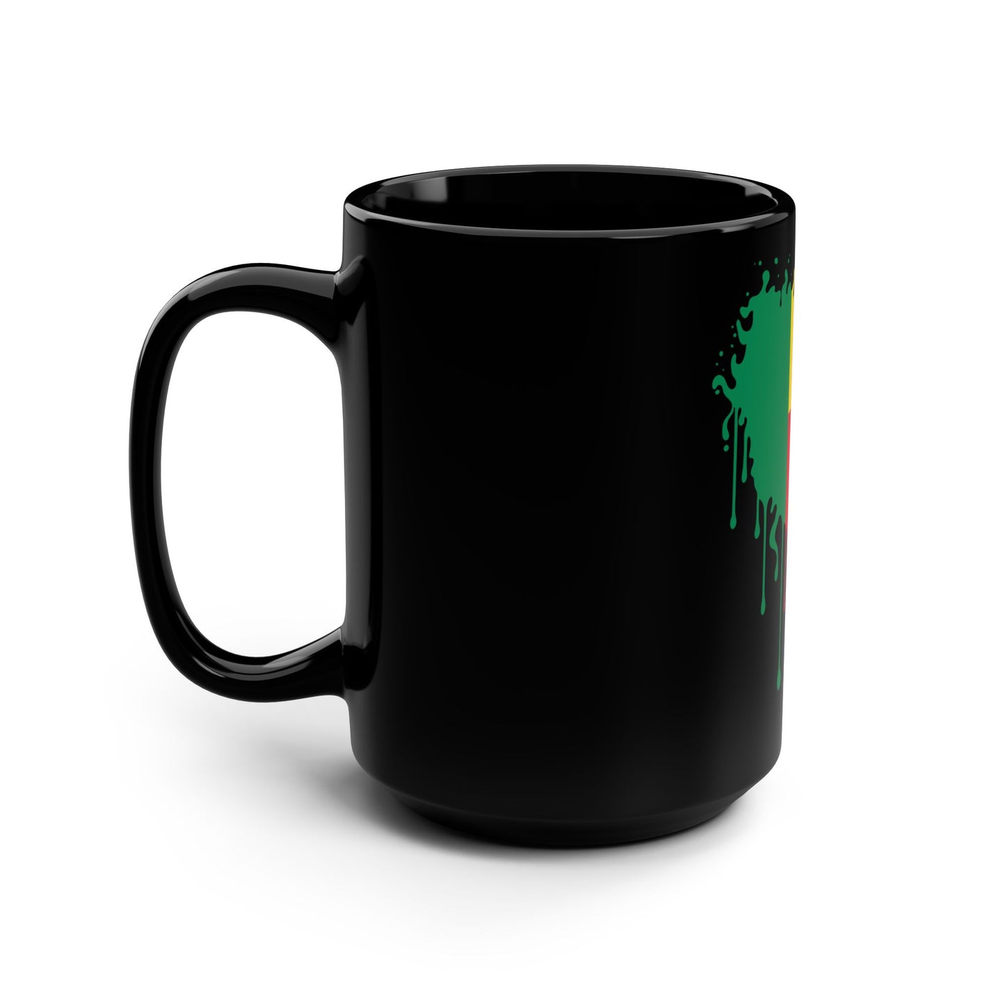 Benin Flag Drip Black Coffee Mug, 15 oz