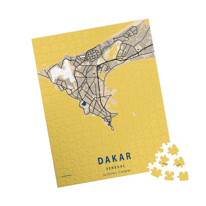 Dakar Senegal City Map Puzzle | Minimalist Aerial Topography Jigsaw