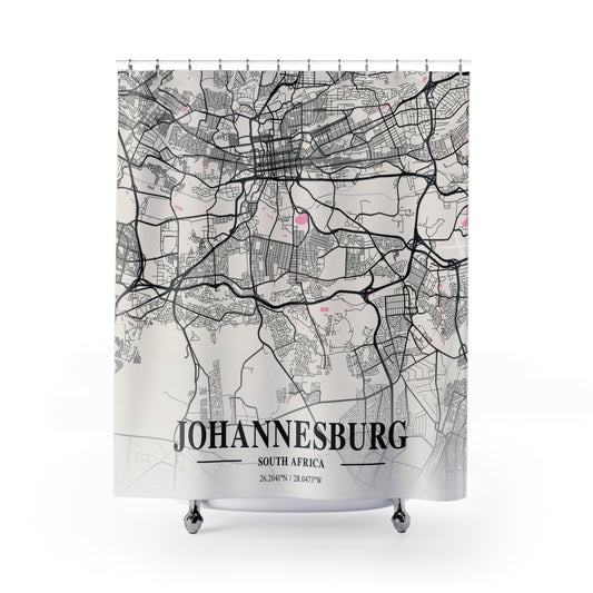 Johannesburg South Africa City Map Print Shower Curtain