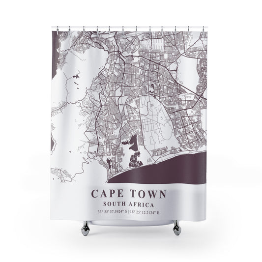 Cape Town South Africa City Map Print Shower Curtain