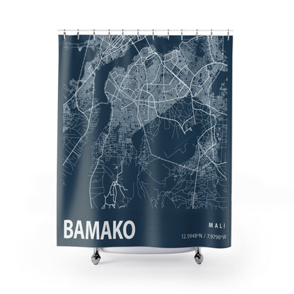 Bamako Mali City Map Print Shower Curtain