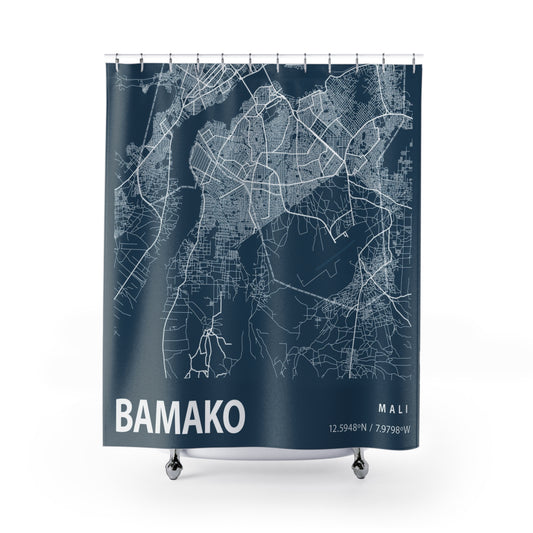 Bamako Mali City Map Print Shower Curtain