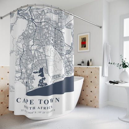 Cape Town South Africa City Map Print Shower Curtain