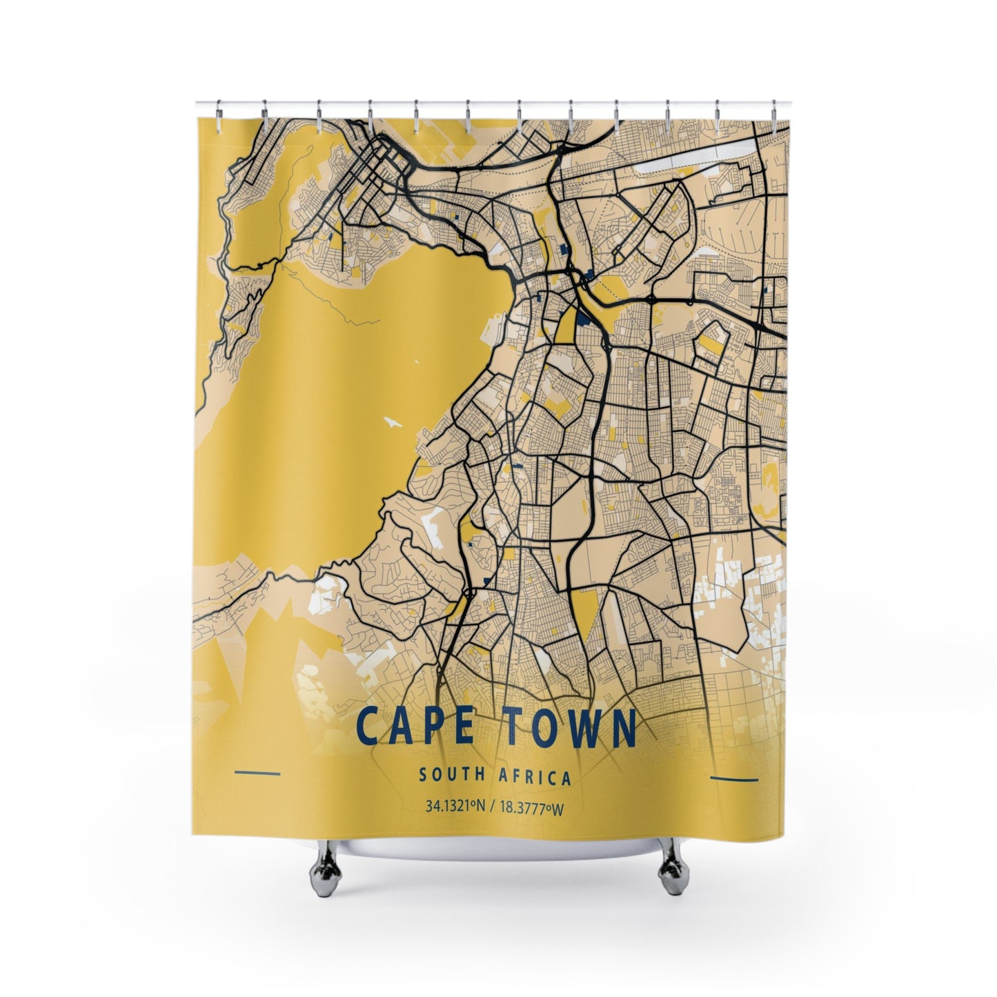 Cape Town South Africa City Map Print Shower Curtain