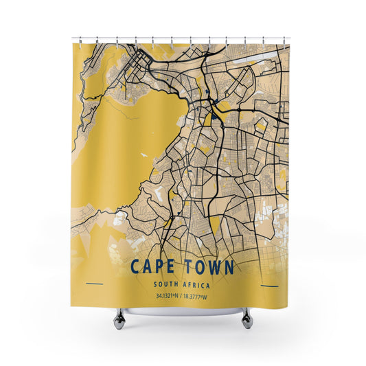 Cape Town South Africa City Map Print Shower Curtain