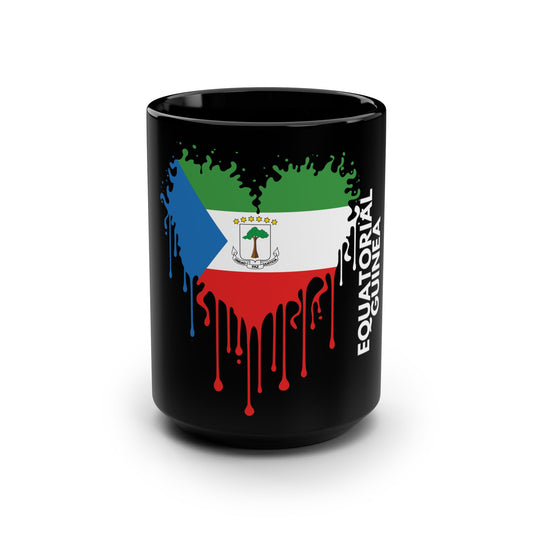 Equatorial Guinea Flag Drip Black Coffee Mug, 15 oz