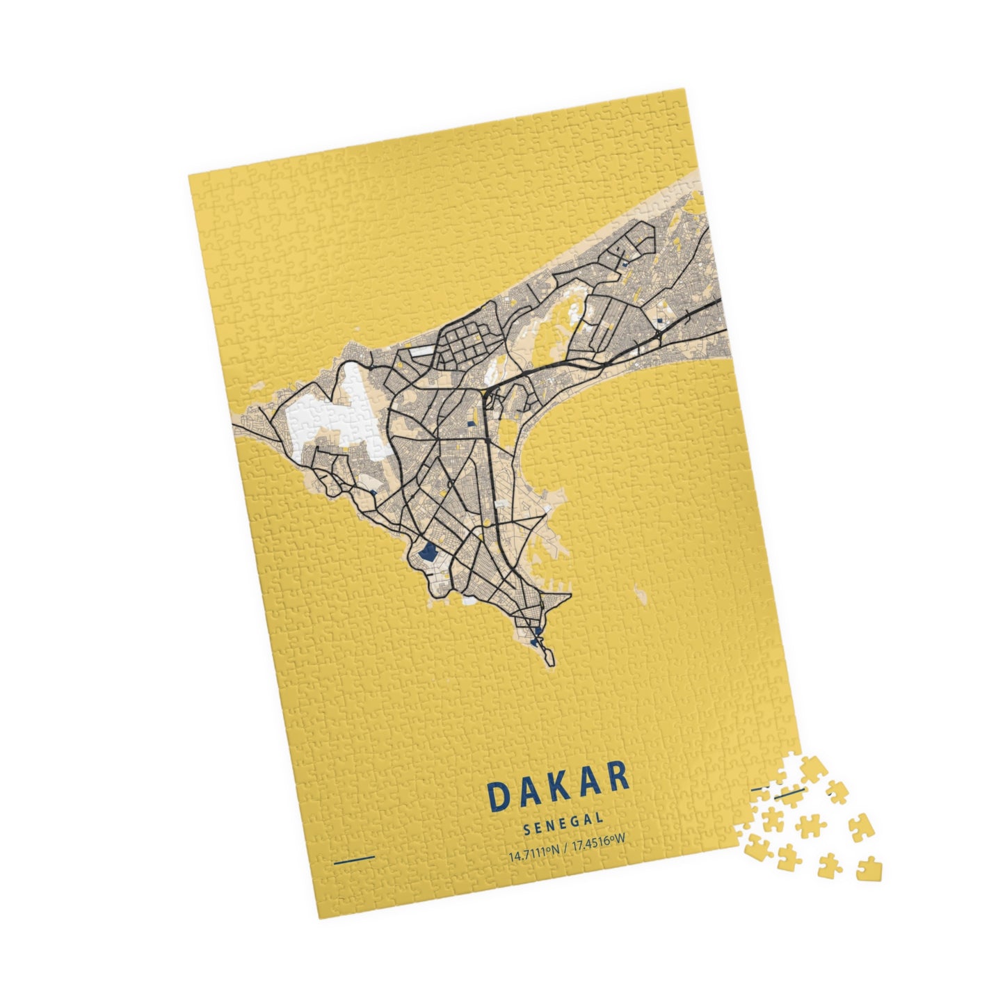 Dakar Senegal City Map Puzzle | Minimalist Aerial Topography Jigsaw