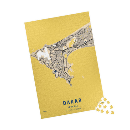 Dakar Senegal City Map Puzzle | Minimalist Aerial Topography Jigsaw