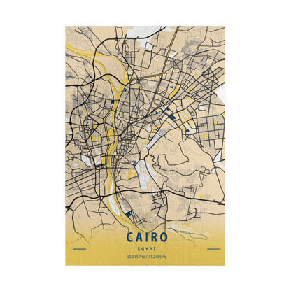 Cairo Egypt City Map Puzzle | Minimalist Aerial Topography Jigsaw