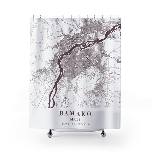 Bamako Mali City Map Print Shower Curtain