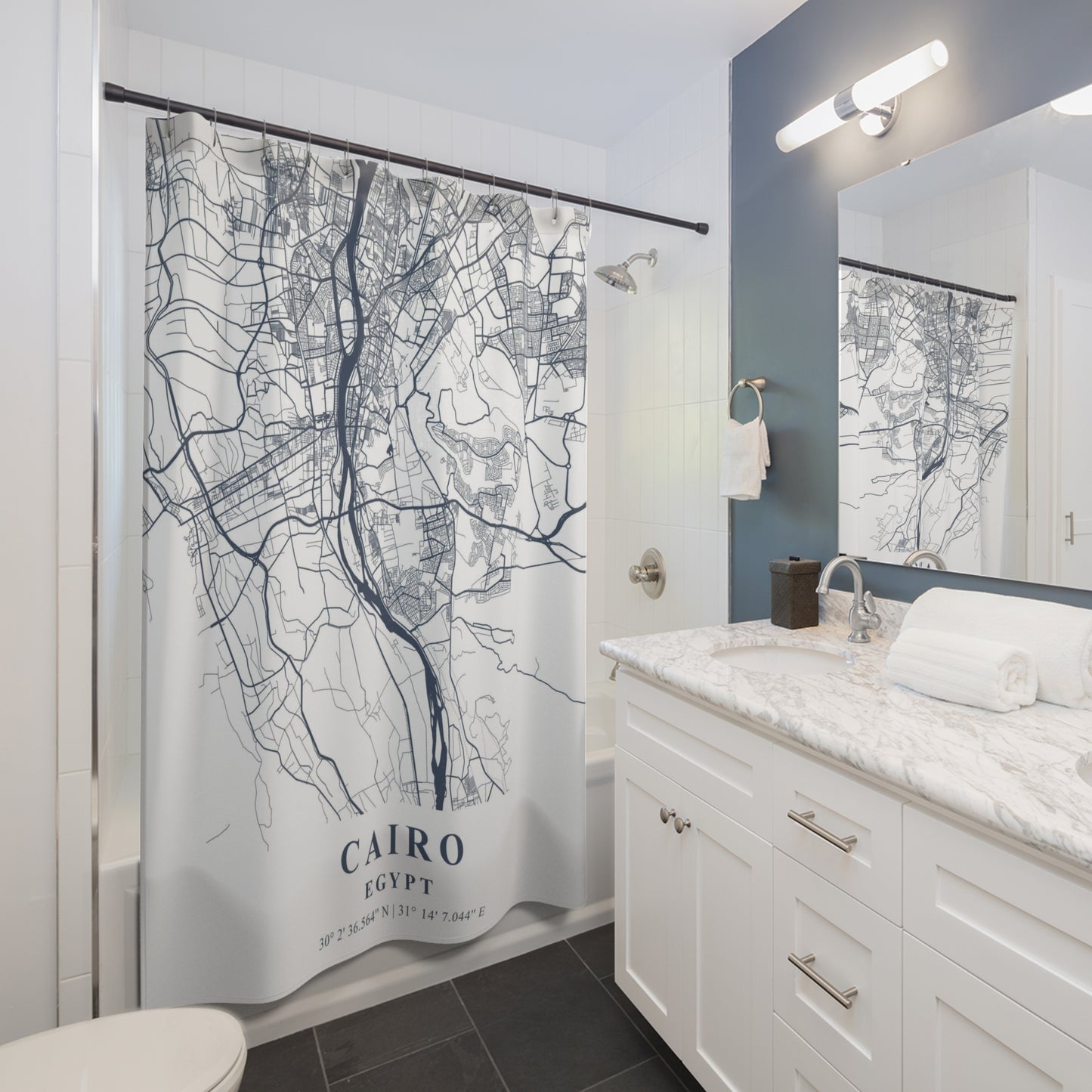 Cairo Egypt City Map Print Shower Curtain