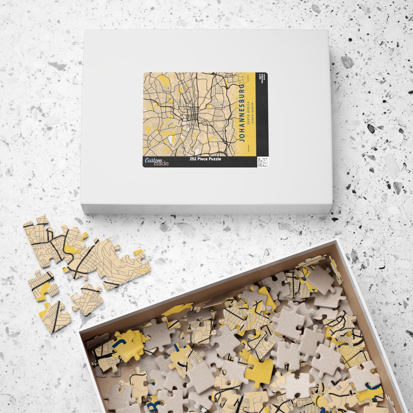 Johannesburg South Africa City Map Puzzle | Minimalist Aerial Topography Jigsaw