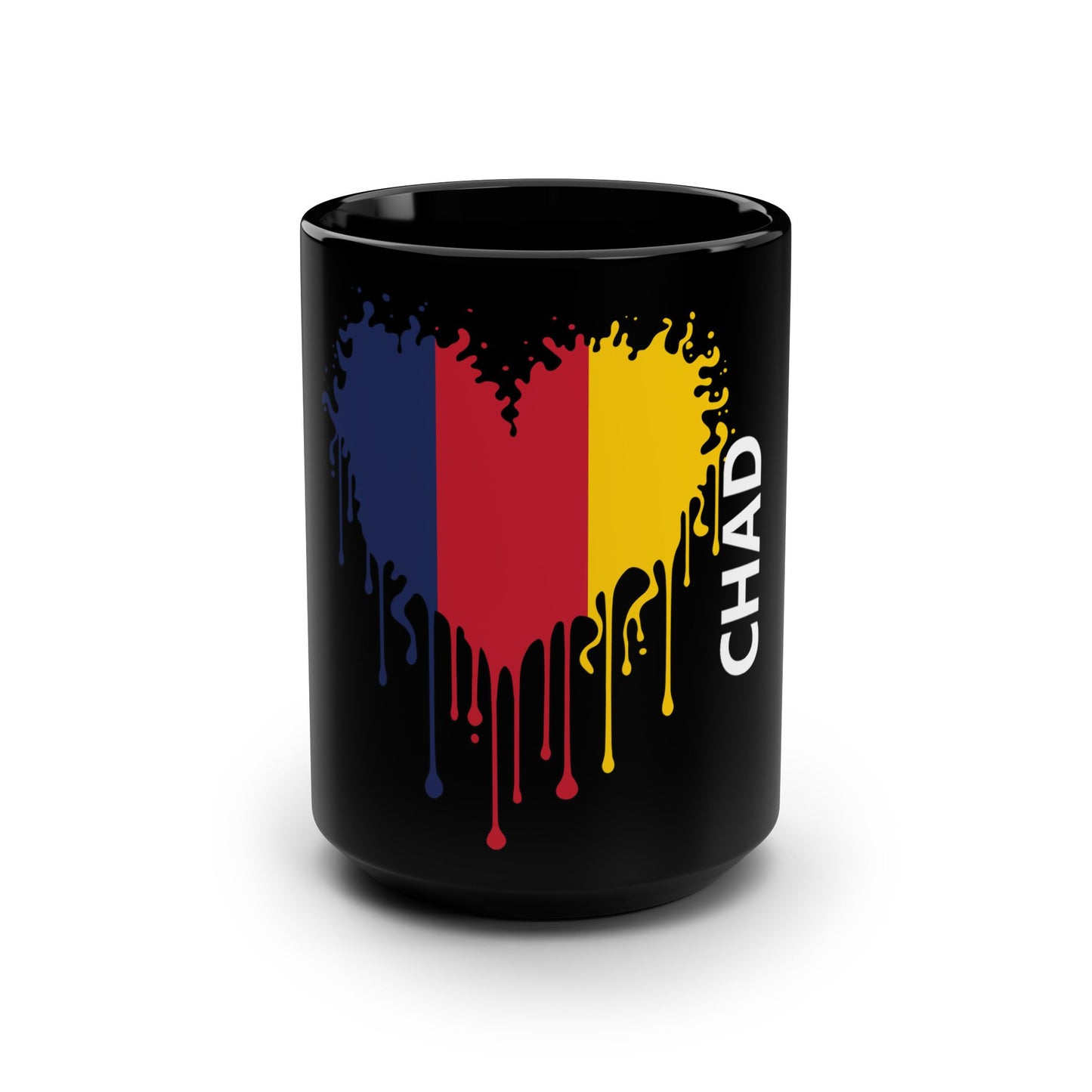 Chad Flag Drip Black Coffee Mug, 15 oz
