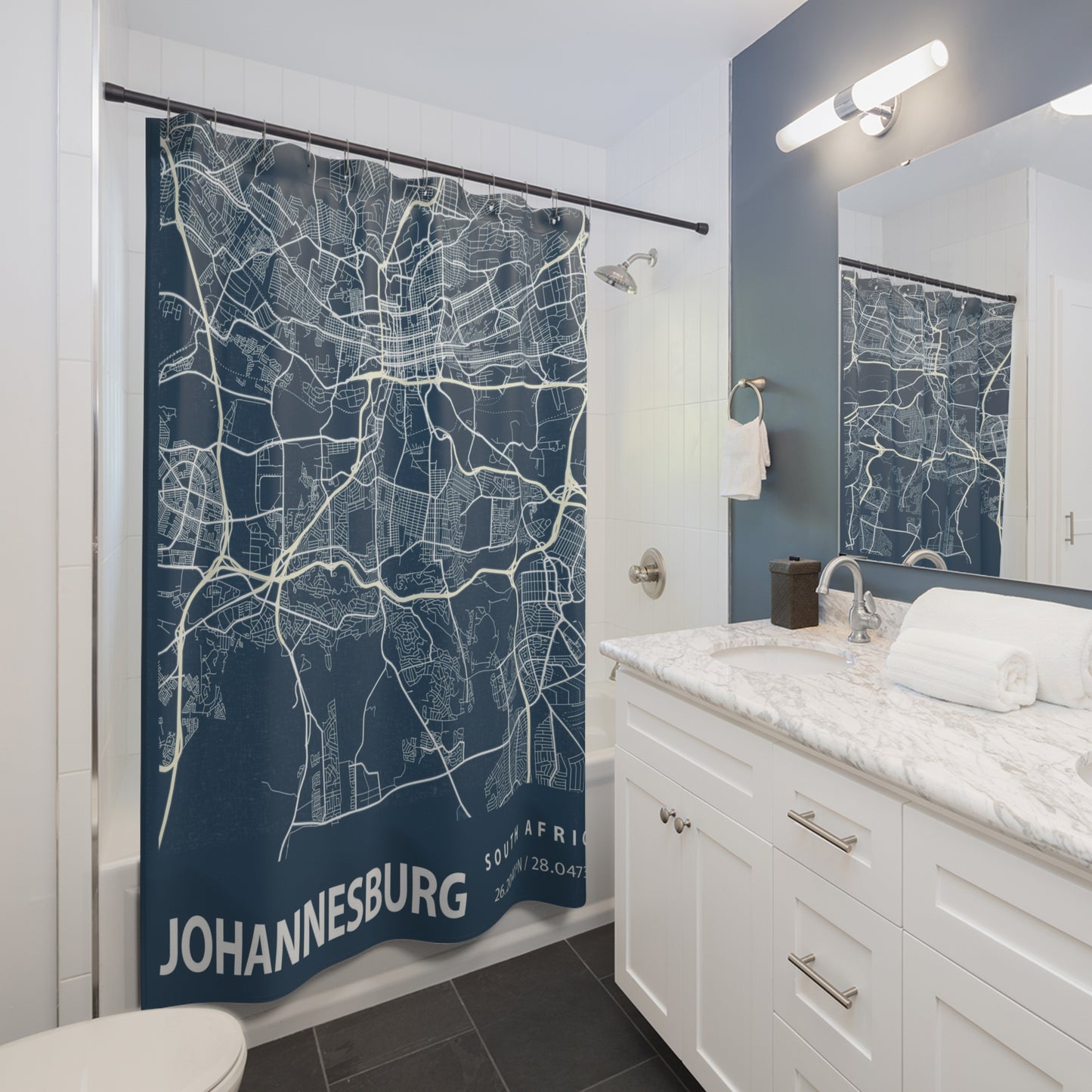 Johannesburg South Africa City Map Print Shower Curtain