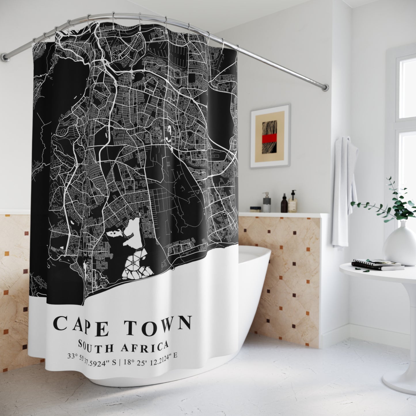 Cape Town South Africa City Map Print Shower Curtain