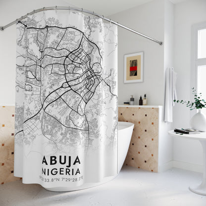 Abuja Nigeria City Map Print Shower Curtain