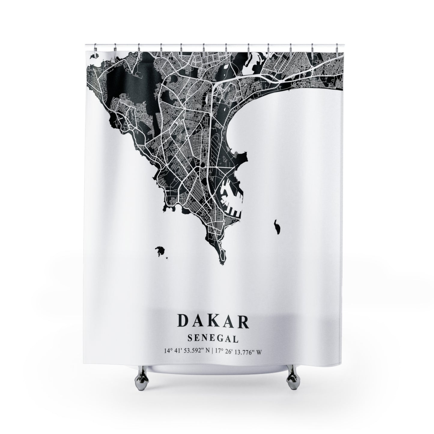 Dakar Senegal City Map Print Shower Curtain
