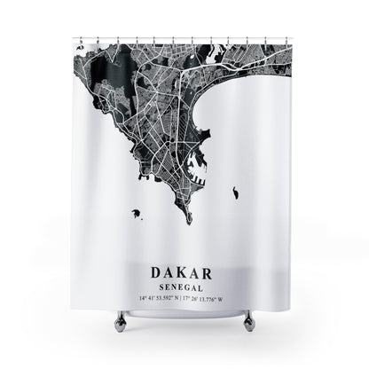 Dakar Senegal City Map Print Shower Curtain