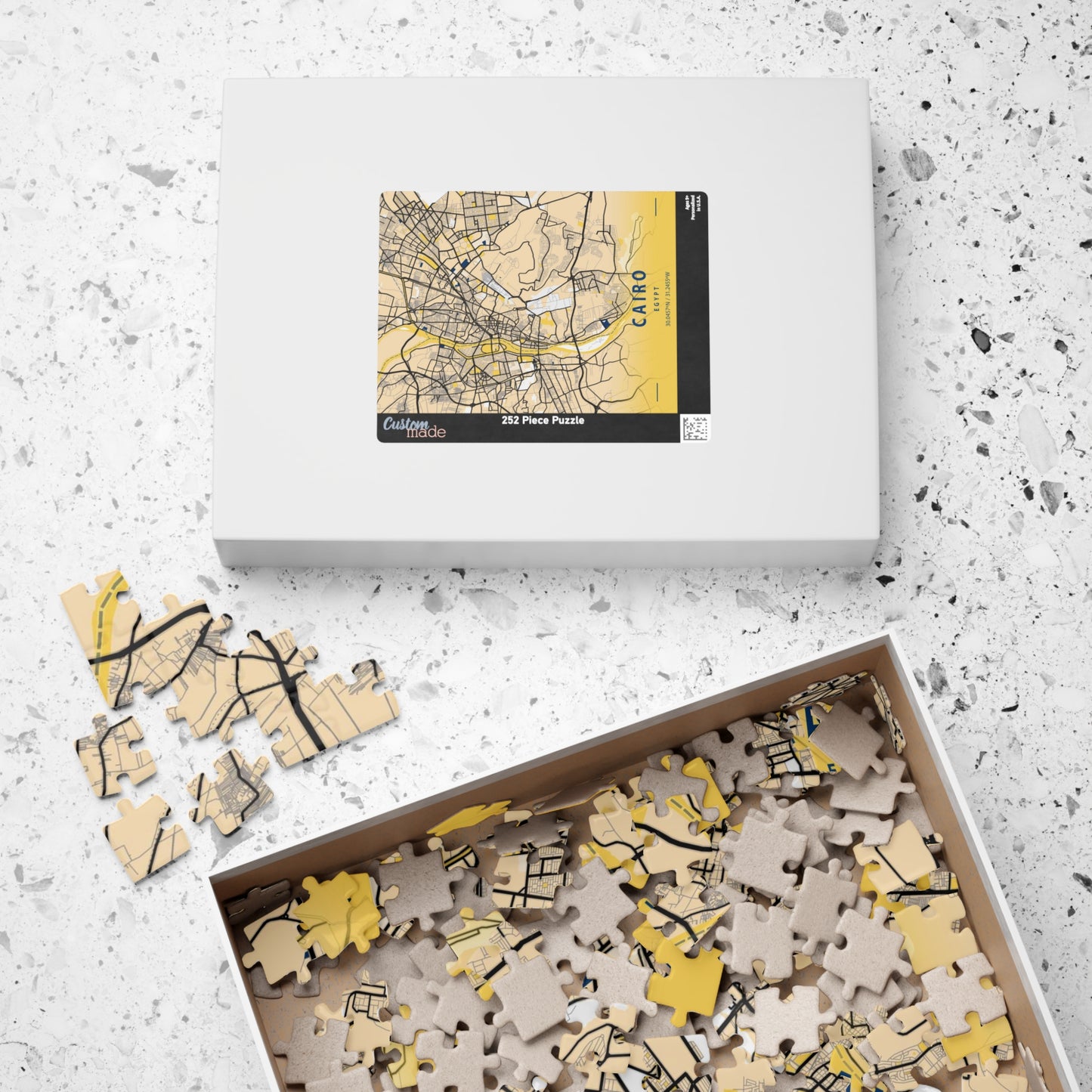 Cairo Egypt City Map Puzzle | Minimalist Aerial Topography Jigsaw