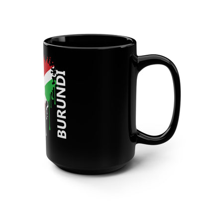 Burundi Flag Drip Black Coffee Mug, 15 oz
