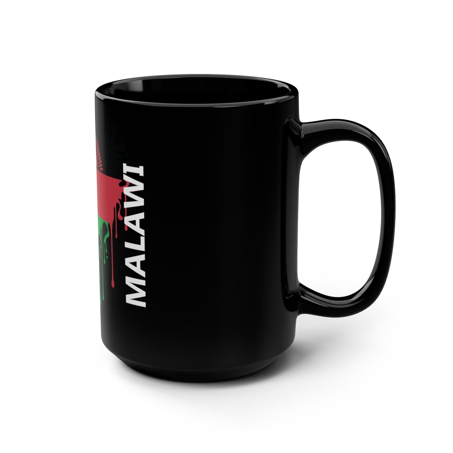 Malawi Flag Drip Black Coffee Mug, 15 oz