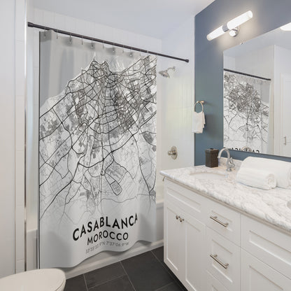 Casablanca, Morocco City Map Print Shower Curtain