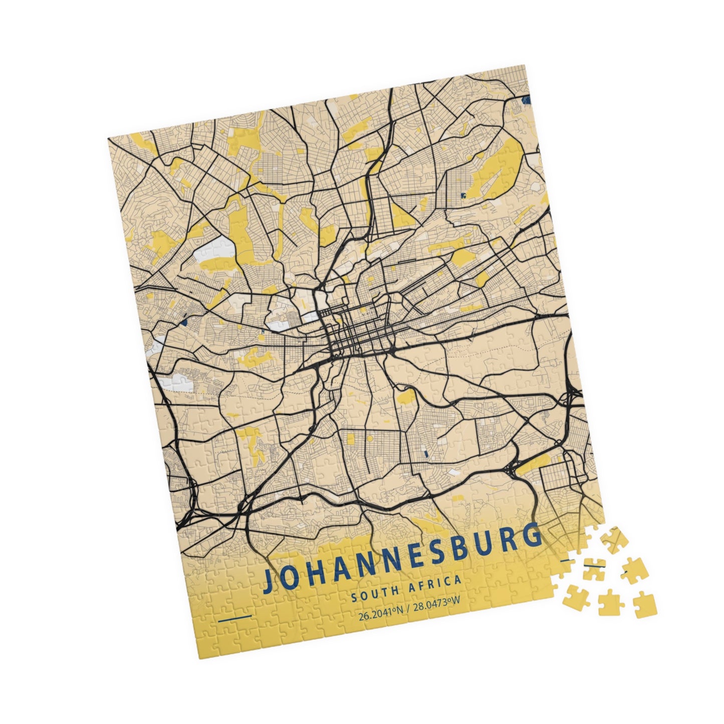 Johannesburg South Africa City Map Puzzle | Minimalist Aerial Topography Jigsaw