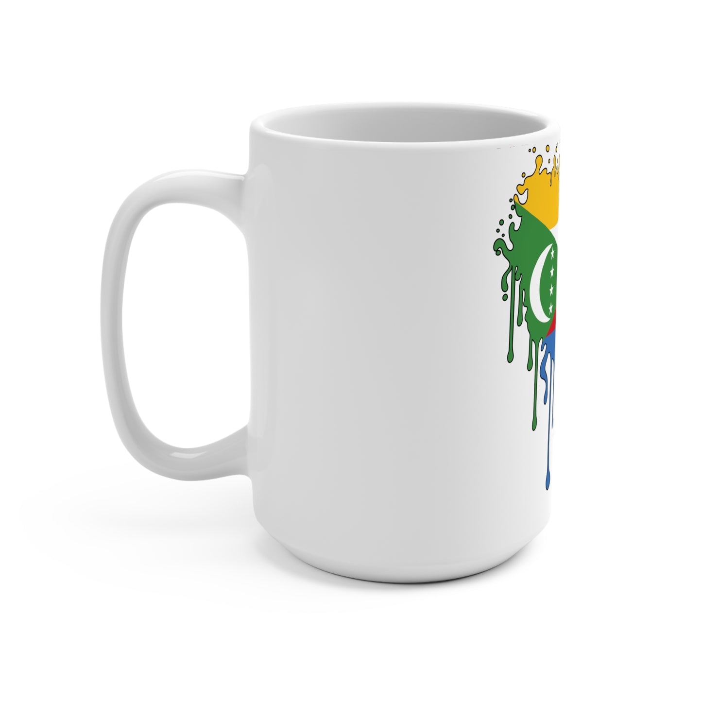 Comoros Flag Drip Coffee Mug 15oz