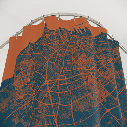 Casablanca, Morocco City Map Print Shower Curtain