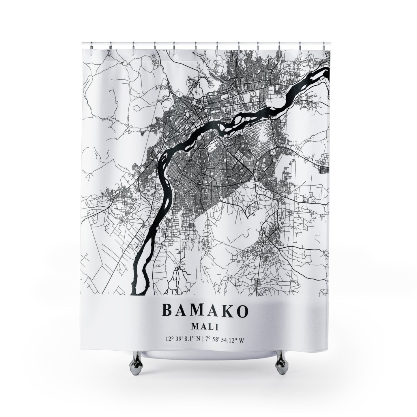 Bamako Mali City Map Print Shower Curtain