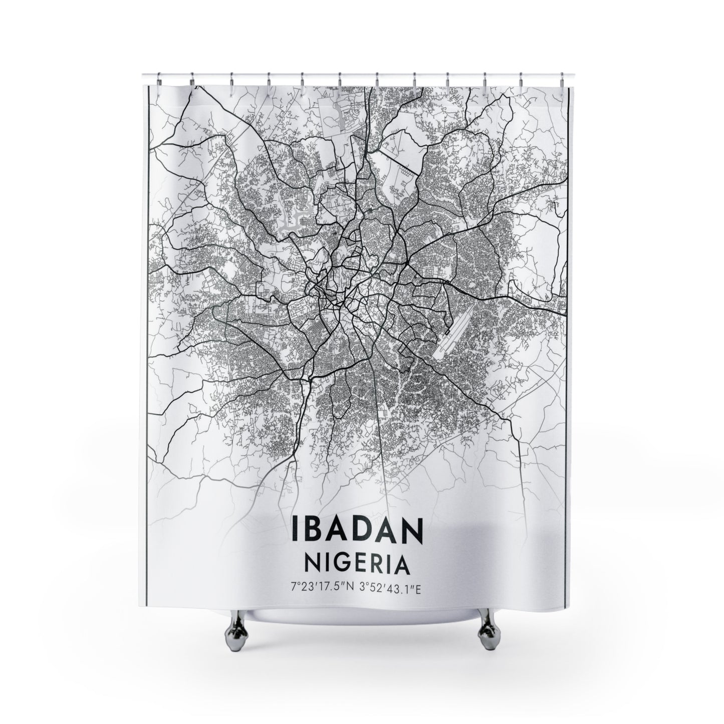 Ibadan Nigeria City Map Print Shower Curtain