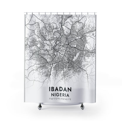 Ibadan Nigeria City Map Print Shower Curtain