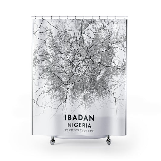 Ibadan Nigeria City Map Print Shower Curtain