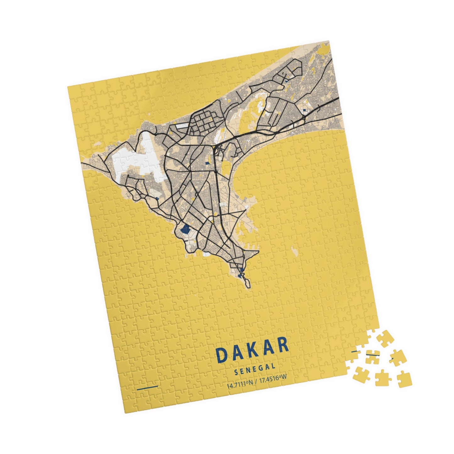 Dakar Senegal City Map Puzzle | Minimalist Aerial Topography Jigsaw