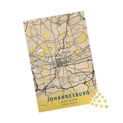 Johannesburg South Africa City Map Puzzle | Minimalist Aerial Topography Jigsaw