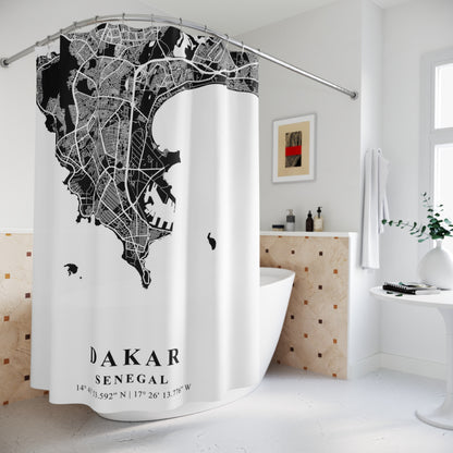 Dakar Senegal City Map Print Shower Curtain