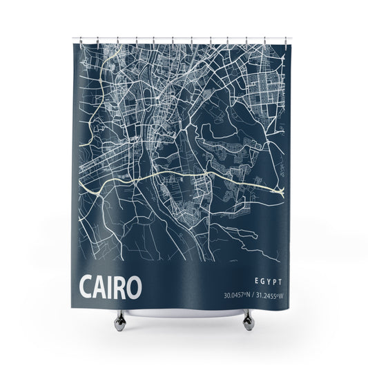 Cairo Egypt City Map Print Shower Curtain