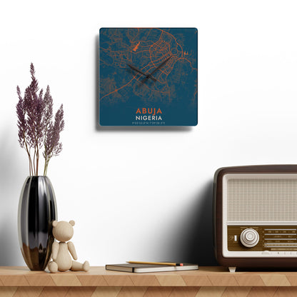 Abuja Nigeria City Map Square Wall Clock