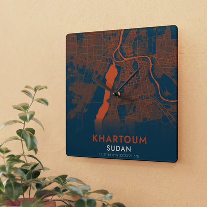 Khartoum Sudan City Map Square Wall Clock